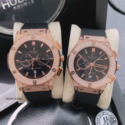 Đồng hồ Hublot Cặp nam nữ máy pin viền đính đá dây cao su