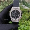 Đồng hồ Hublot Cặp nam nữ 5 kim viền bạc đính đá dây cao su cao cấp