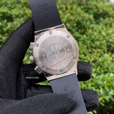 Đồng hồ Hublot Cặp nam nữ 5 kim viền bạc đính đá dây cao su cao cấp