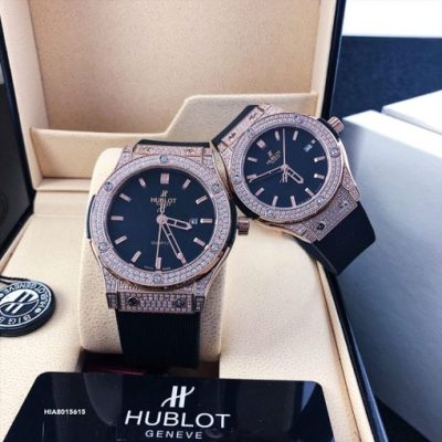 Đồng hồ Cặp Hublot Genever Chronograph 582888 Siêu Cấp đính đá full viền vàng