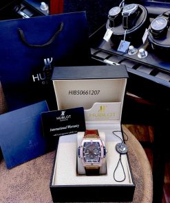 Đồng hồ Hublot Nam Senna Champion 88 dây cao su bọc da màu nâu