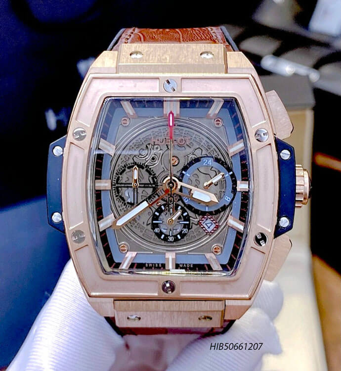 Đồng hồ Hublot Nam Senna Champion 88 dây cao su bọc da màu nâu