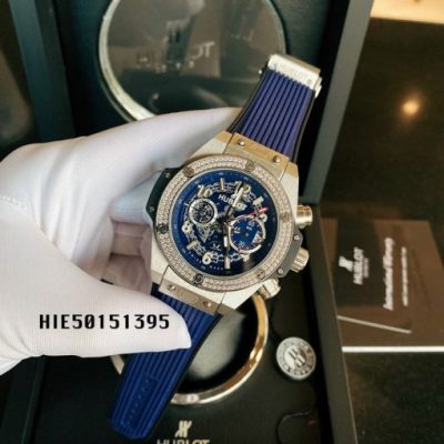 Đồng hồ Hublot Nam Big Bang đính đá dây xanh cao cấp