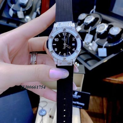 đồng hồ hublot nữ bigbang viền đính đá cao cấp màu đen