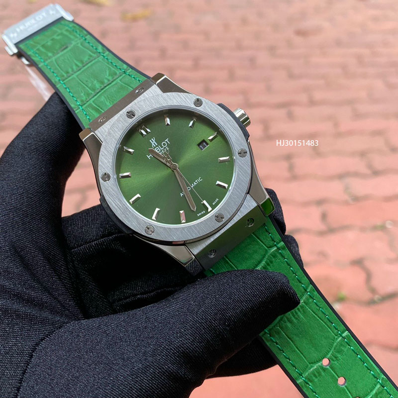 đồng hồ hublot nam classic fusion dây xanh lá cao cấp