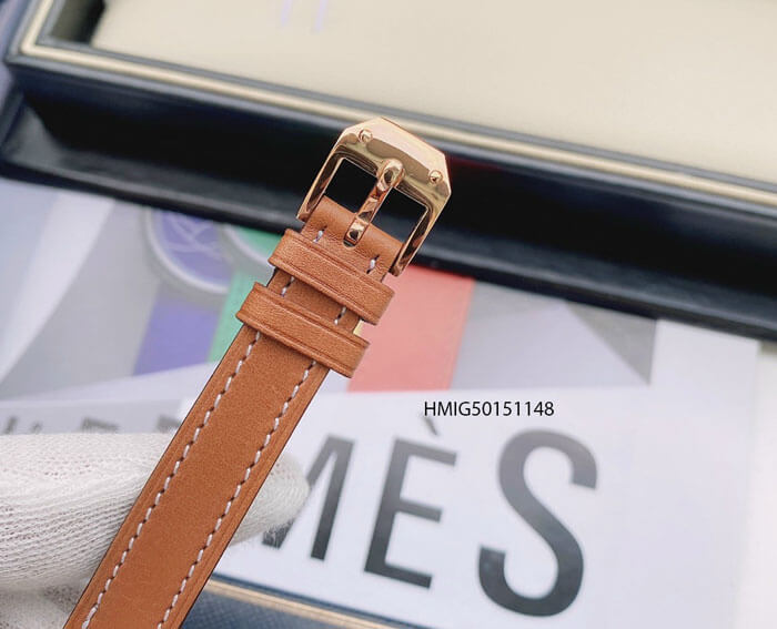 Đồng Hồ nữ Hermess Heure H Double Jeu mặt đính hột kim cương nhân tạo