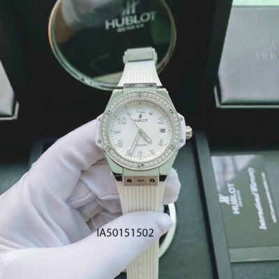 đồng hồ hublot nữ đính kim cương dây màu trắng