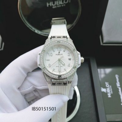 đồng hồ hublot nữ đính kim cương dây màu trắng