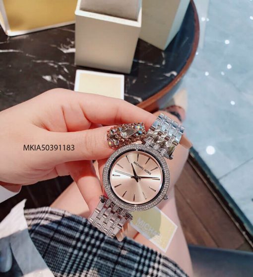 MKIA50391183-MK-Pha-le-2 Đồng hồ Michael Kors MK3218 mặt hồng cam viền pha lê 2 tầng