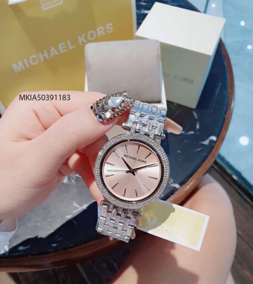 MKIA50391183-MK-Pha-le-4 Đồng hồ Michael Kors MK3218 mặt hồng cam viền pha lê 2 tầng
