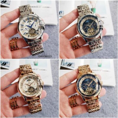 Đồng hồ cơ nam lộ máy Omega dây thép không gỉ cao cấp