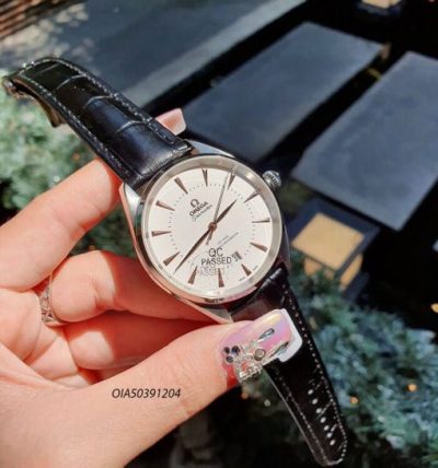 Đồng hồ cơ Omega Seamaster dây da lộ máy nhật cao cấp