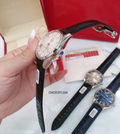 Đồng hồ cơ Omega Seamaster dây da lộ máy nhật cao cấp