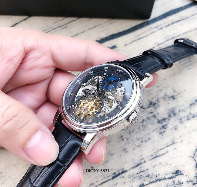 Đồng Hồ Omega Automatic Nam dây da cao cấp viên bạc