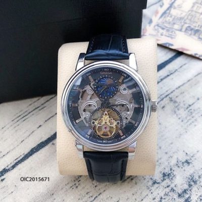 Đồng Hồ Omega Automatic Nam dây da cao cấp viên bạc