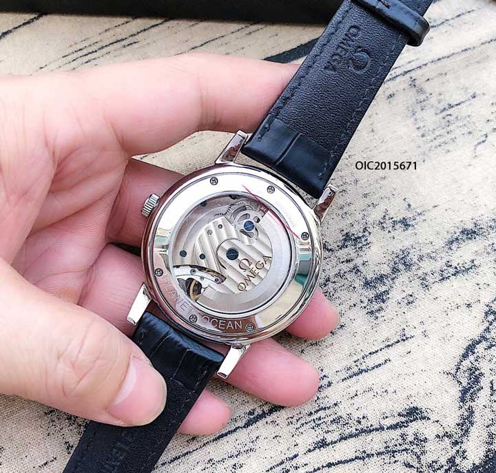 Đồng Hồ Omega Automatic Nam dây da cao cấp viên bạc
