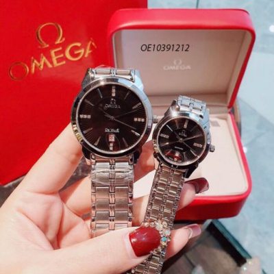 Đồng hồ cặp Omega dây thép không gỉ cao cấp
