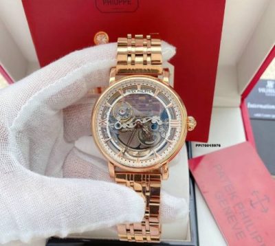 Đồng hồ Patek Philippe máy lộ cơ thụy sĩ dây thép không gỉ cao cấp