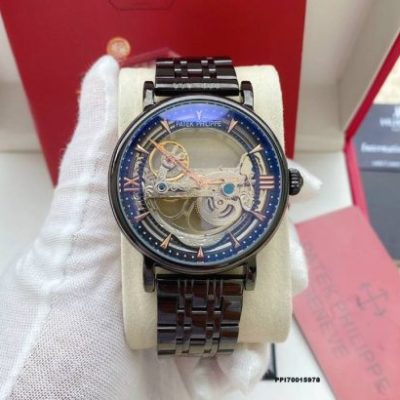 Đồng hồ Patek Philippe máy lộ cơ thụy sĩ dây thép không gỉ mạ PVD