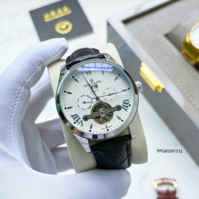 Đồng hồ nam Patek Philippe cơ lộ máy cao cấp dây da sang trọng
