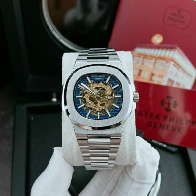 Đồng hồ nam Patek Philippe Nautilus máy lộ cơ mặt xanh 40mm cao cấp