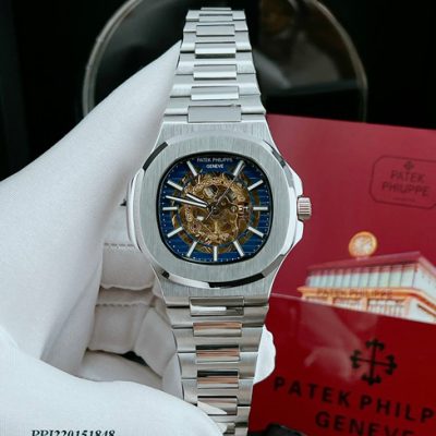 Đồng hồ nam Patek Philippe Nautilus máy lộ cơ mặt xanh 40mm cao cấp