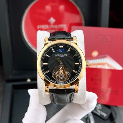 Đồng hồ Nam Patek Philippe máy lộ cơ Nhật dây da đen cao cấp