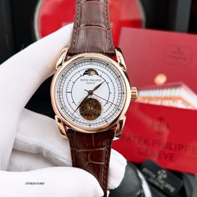 Đồng hồ nam dây da patek philippe dây nâu máy cơ Nhật