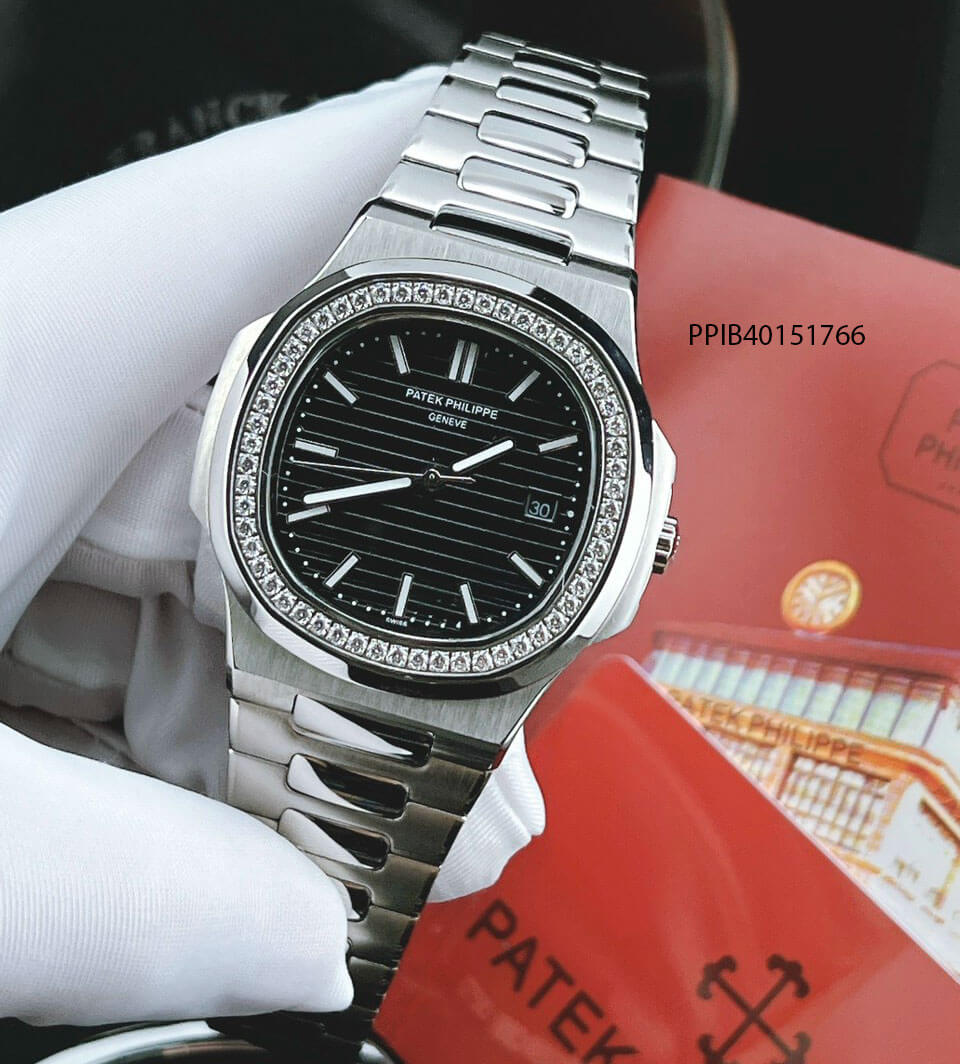 Đồng hồ Nam Patek Philippe máy cơ đính đá dây kim loại cao cấp