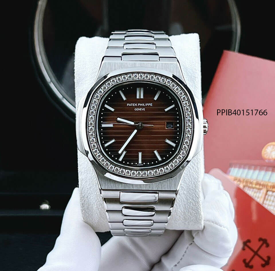 Đồng hồ Nam Patek Philippe máy cơ đính đá dây kim loại cao cấp