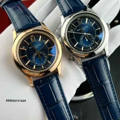 Đồng Hồ Nam Patek Philippe máy cơ dây da màu xanh cao cấp