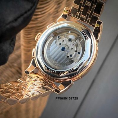 Đồng Hồ Nam Patek Philippe máy cơ dây thép mạ vàng PVD cao cấp