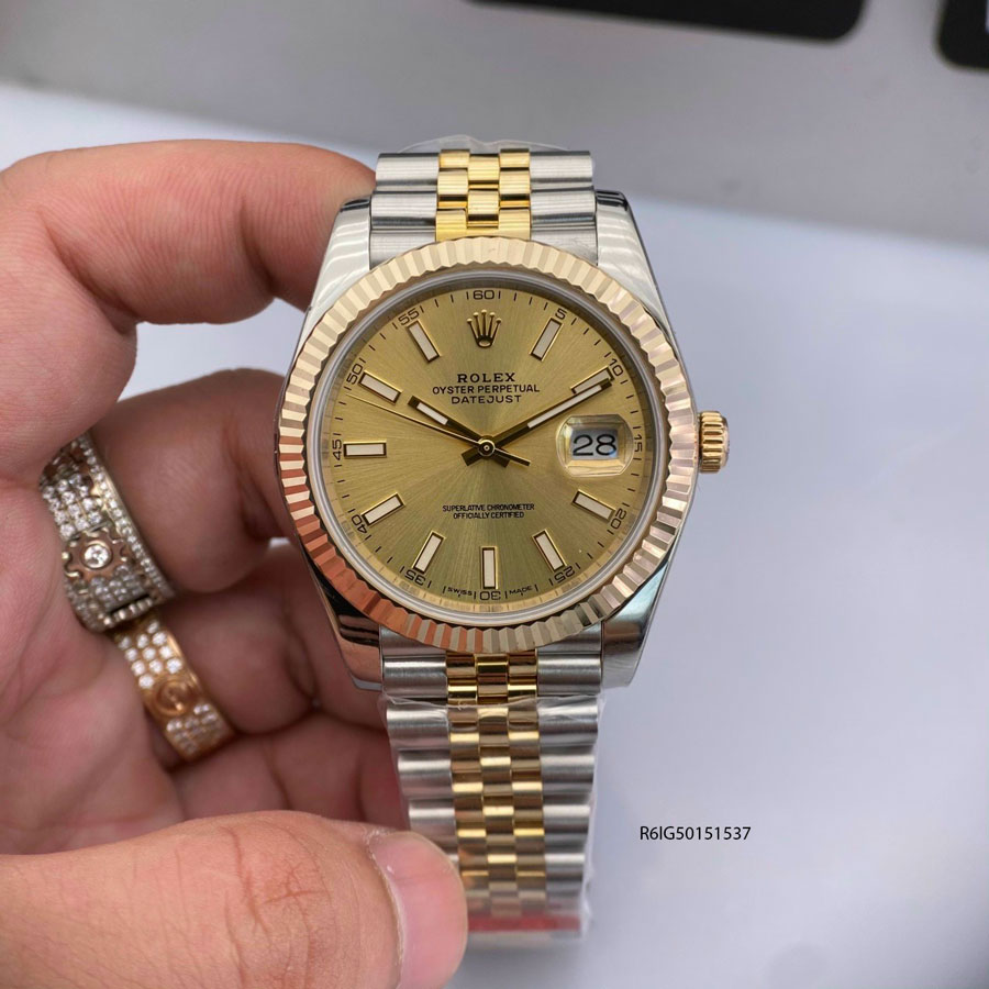 Đồng Rolex DayJust Inter Gold nam dây thép mạ vàng 18k Replica 1:1