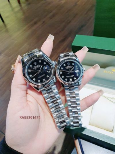 Đồng Hồ Rolex Cặp Nam Nữ viền đính đá