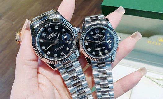 Đồng Hồ Rolex Cặp Nam Nữ viền đính đá