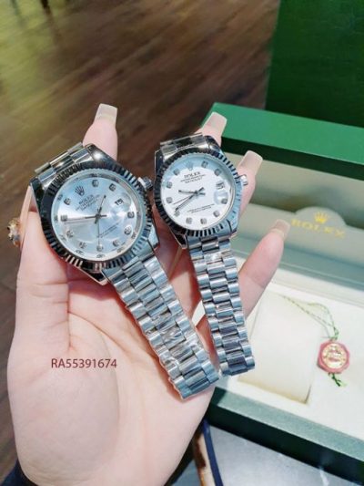 Đồng Hồ Rolex Cặp Nam Nữ viền đính đá