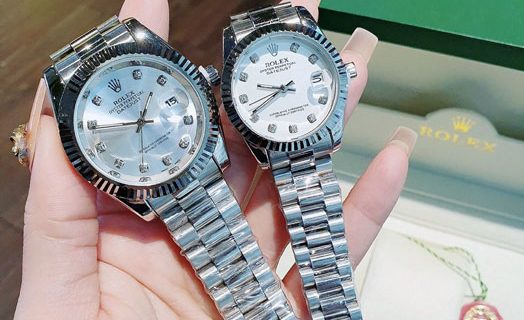 Đồng Hồ Rolex Cặp Nam Nữ viền đính đá