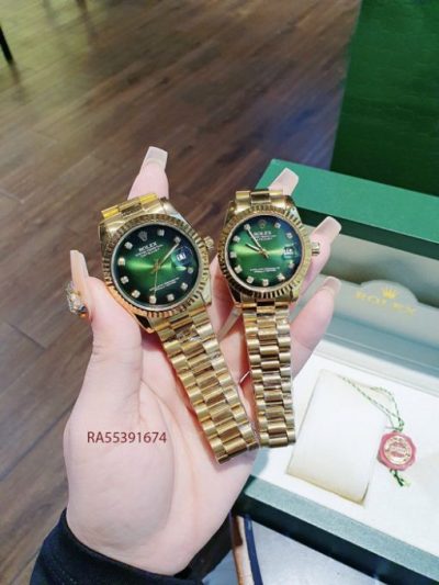 Đồng Hồ Rolex Cặp Nam Nữ viền đính đá