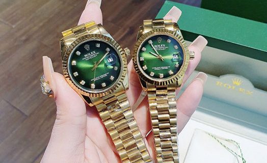 Đồng Hồ Rolex Cặp Nam Nữ viền đính đá