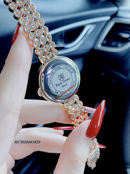 RCI020661820-royal-crown-đá-màu-vàng,-trắng,-hồng-(13) Đồng hồ Royal Crown RC8648 nữ dây màu vàng đính đá xoàn