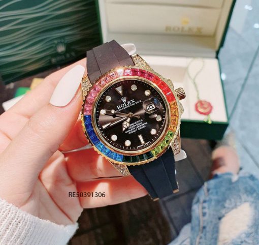 Đồng Hồ Rolex Oyster nam dây cao su đen cao cấp giá rẻ