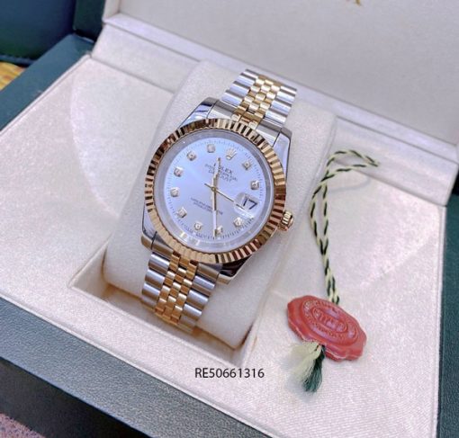 RE50661316-rolex-(2) Đồng Hồ Cặp Rolex DATEJUST Nam cơ demi trắng cao cấp