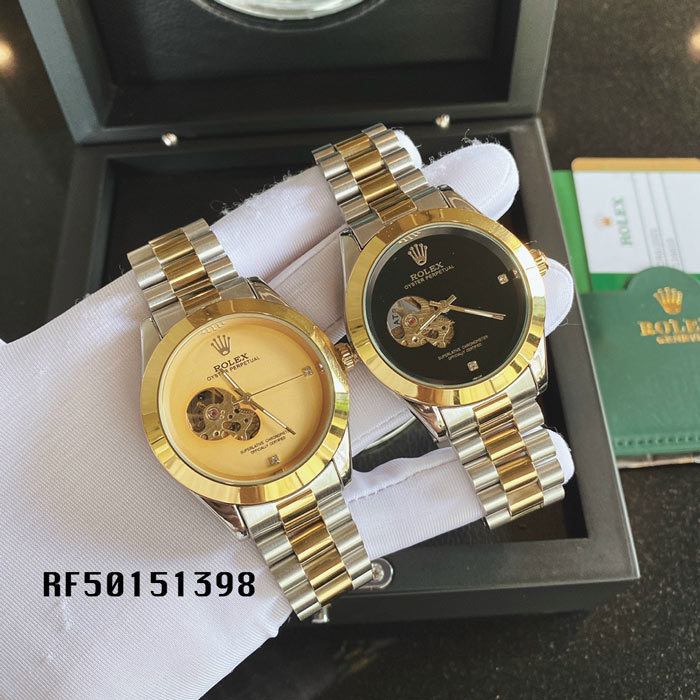 rf50151398-demi-vang-den-full-dong-ho-rolex-co-trung-cap Đồng Hồ nam Rolex Oyster Perpetual chạy cơ tự động trung cấp dây Demi