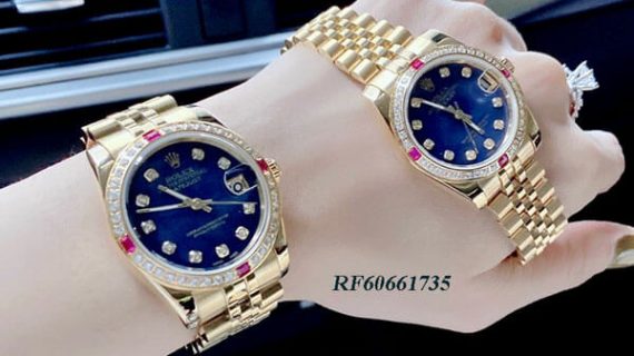 Đồng Hồ Rolex Oyster DATEJUST nữ dây vàng mặt xanh blue cao cấp