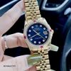 Đồng Hồ nữ Rolex Oyster DATEJUST nữ dây vàng mặt xanh blue cao cấp