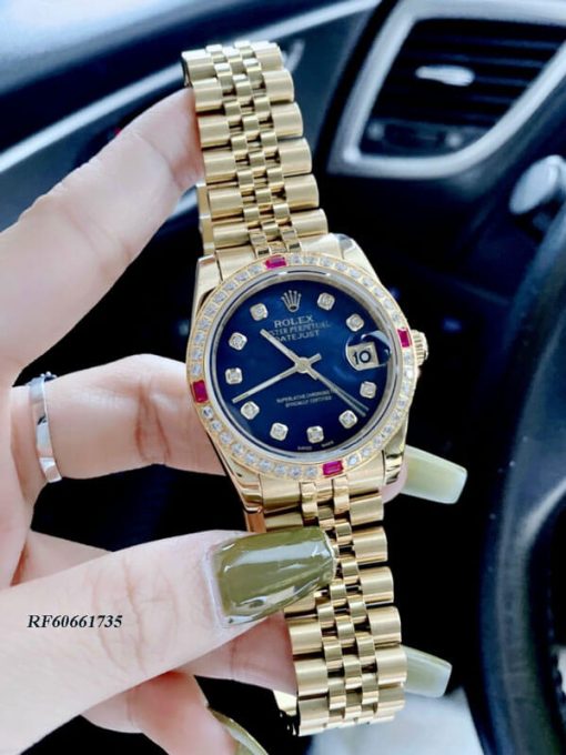 RF60661735-rolex-vàng-mặt-xanh-(4) Đồng Hồ nữ Rolex Oyster DATEJUST nữ dây vàng mặt xanh blue cao cấp