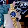 Đồng Hồ Rolex lady Datejust viền đính đá dây vàng mặt xanh dương cao cấp