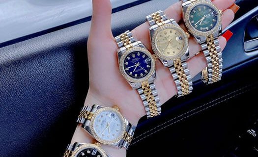 Đồng Hồ Rolex lady Datejust viền đính đá dây demi cao cấp