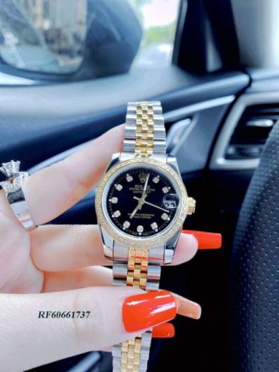 Đồng Hồ Rolex lady Datejust viền đính đá dây demi cao cấp