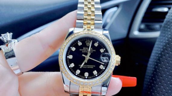 Đồng Hồ Rolex lady Datejust viền đính đá dây demi cao cấp